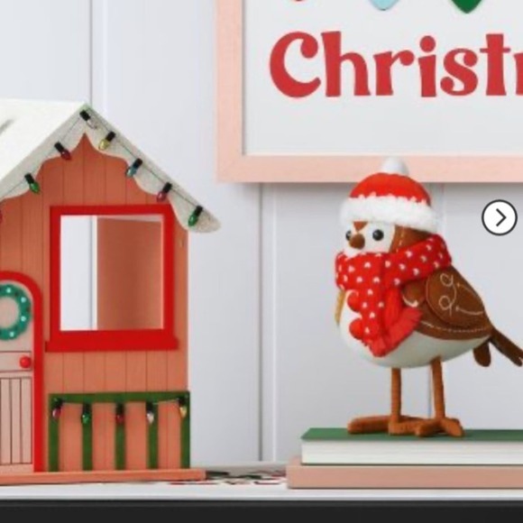 Featherly Friends Fabric Bird Christmas Figurine Wearing Red Scarf - Wondershop - Picture 3 of 6